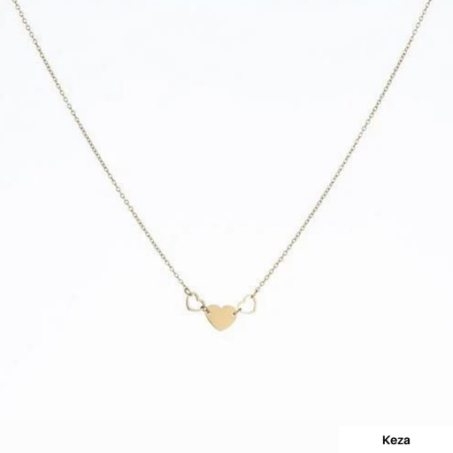 Keza - Collier Triple Coeurs en Acier Inoxydable